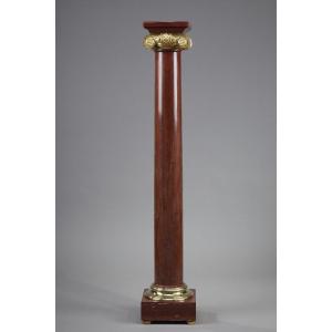 Ionic Column In Languedoc Red Marble And Gilt Bronze