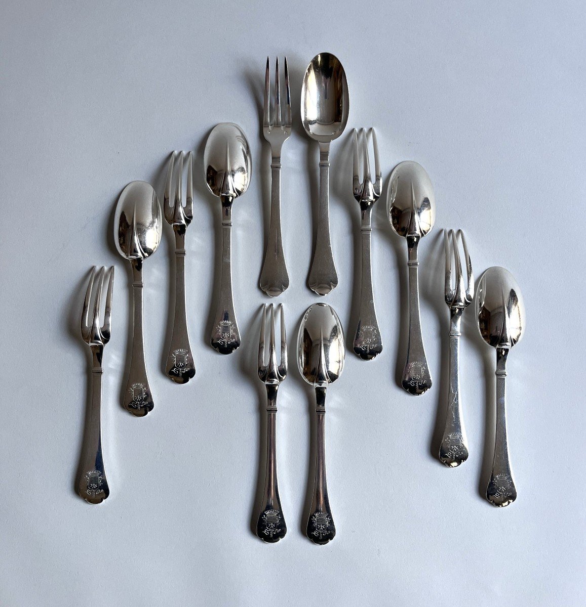 Puiforcat Rat Tail Cutlery Dessert Richelieu Solid Silver