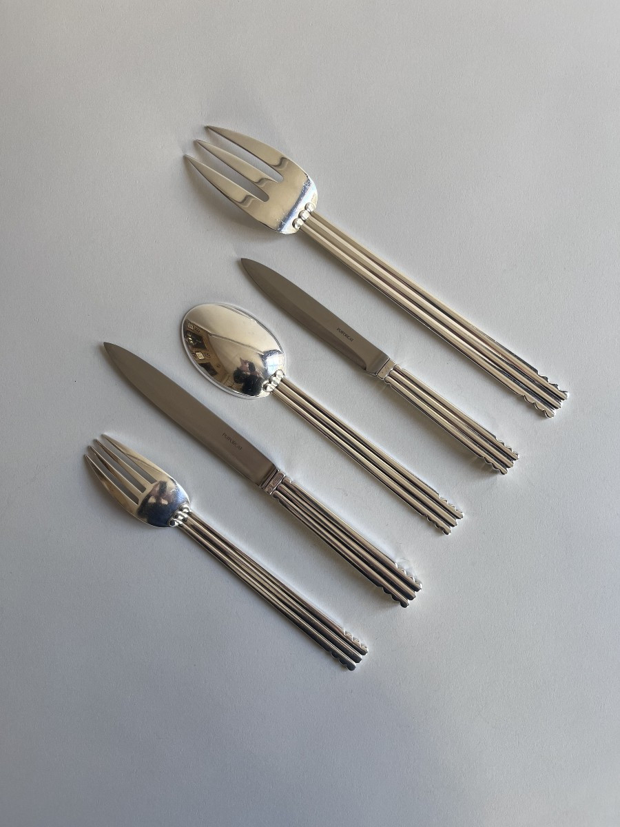 Puiforcat Ménagère "Nantes" Métal Argenté 25 Pièces-photo-2