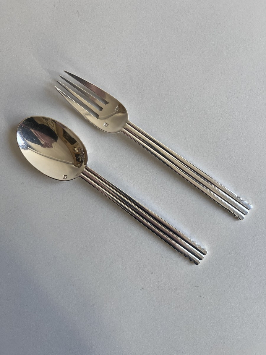 Puiforcat Ménagère "Nantes" Métal Argenté 25 Pièces-photo-4