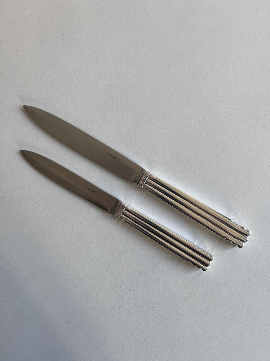 Puiforcat Ménagère "Nantes" Métal Argenté 25 Pièces-photo-3