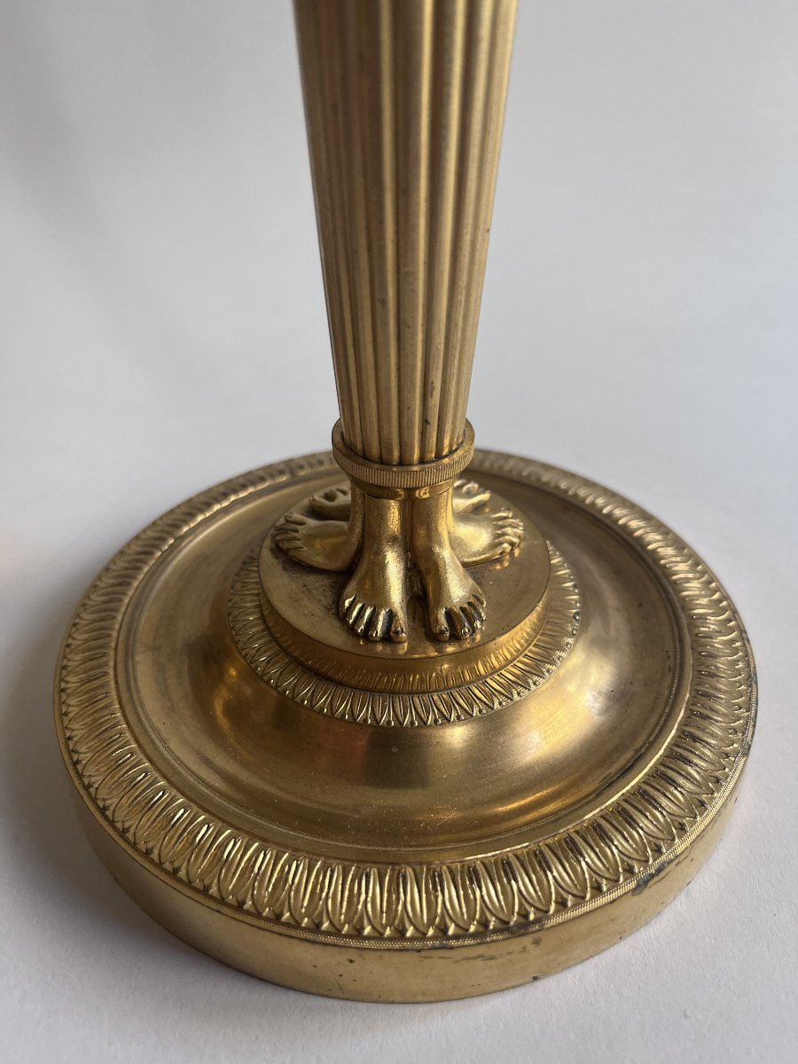 Pair Of "return From Egypt" Candlesticks In Gilded Bronze-photo-2