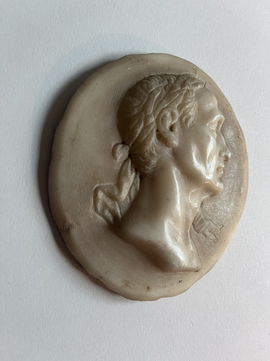 Marble Medallion Depicting A Roman Emperor, 18th Century -photo-4