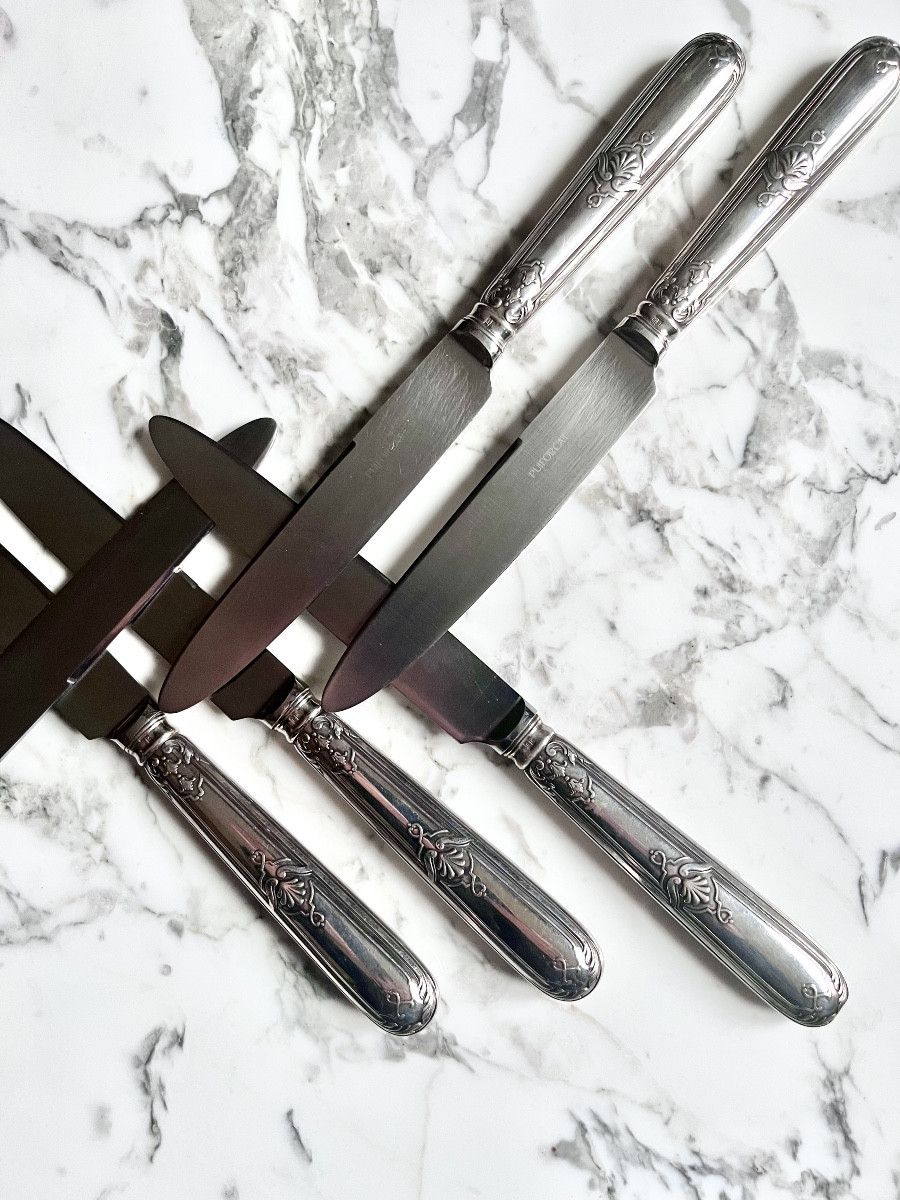 Couteaux de table Puiforcat Régence métal argenté 
