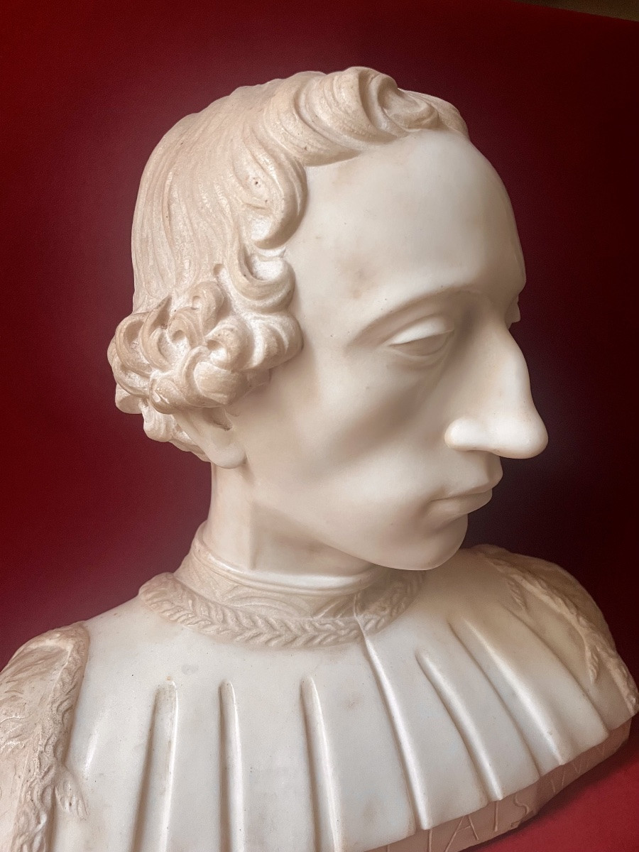 Renaissance-style Marble Bust After Mino Da Fiesole (1429-1484), Italy, 19th Century-photo-3