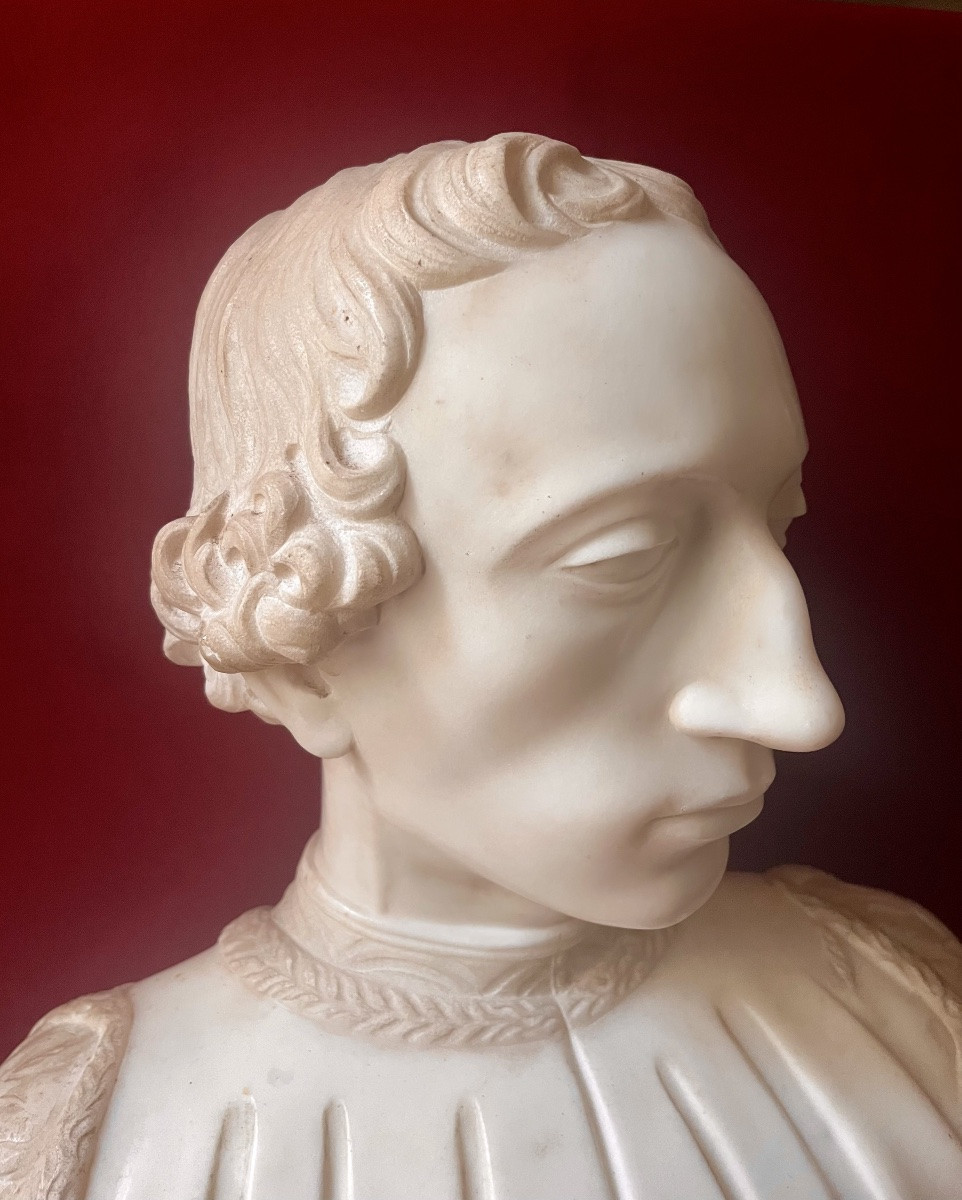 Renaissance-style Marble Bust After Mino Da Fiesole (1429-1484), Italy, 19th Century-photo-4