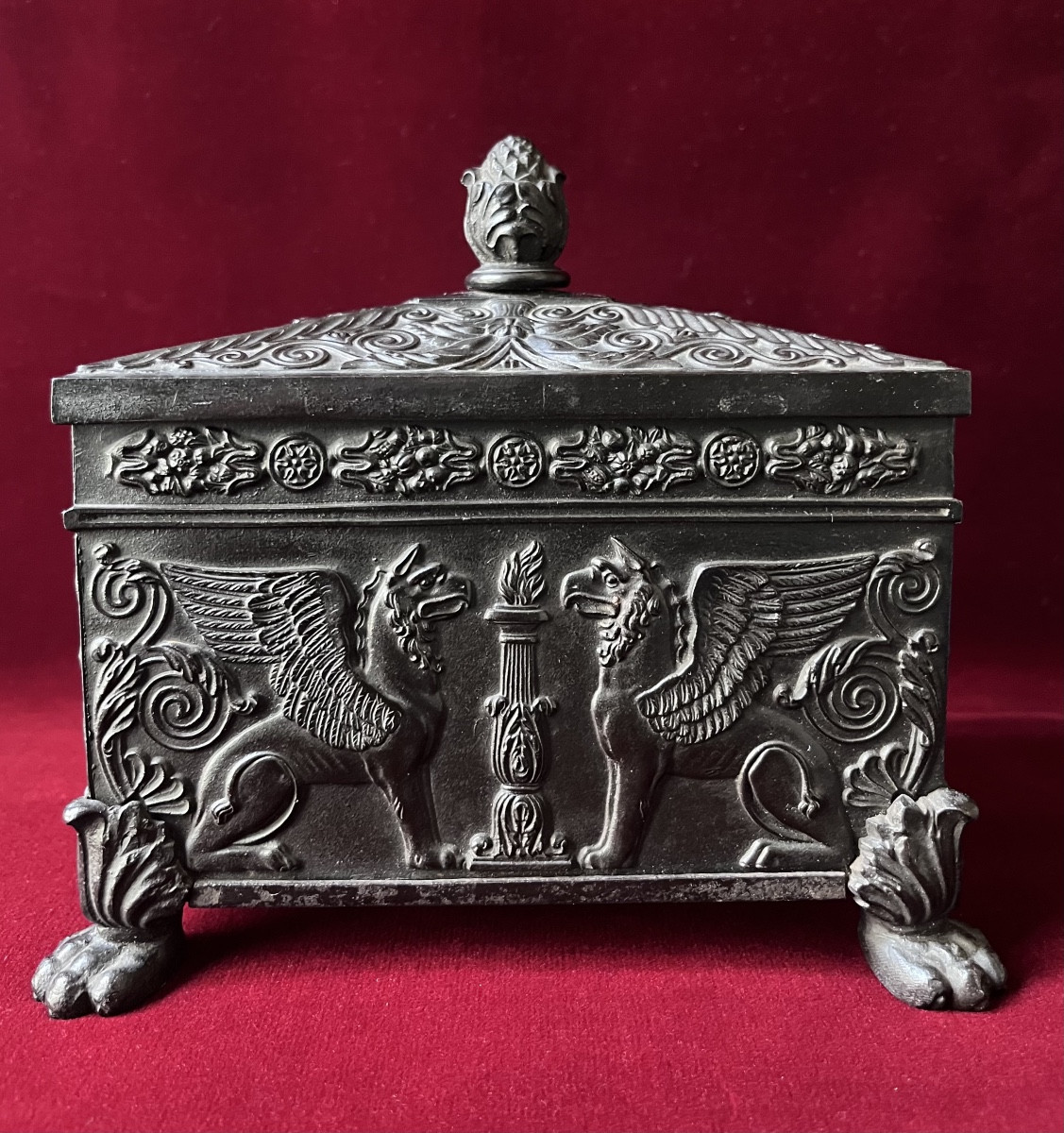Neoclassical, Grand Tour, Berlin Cast Iron Casket With Griffins After Schinkel, 19th Century