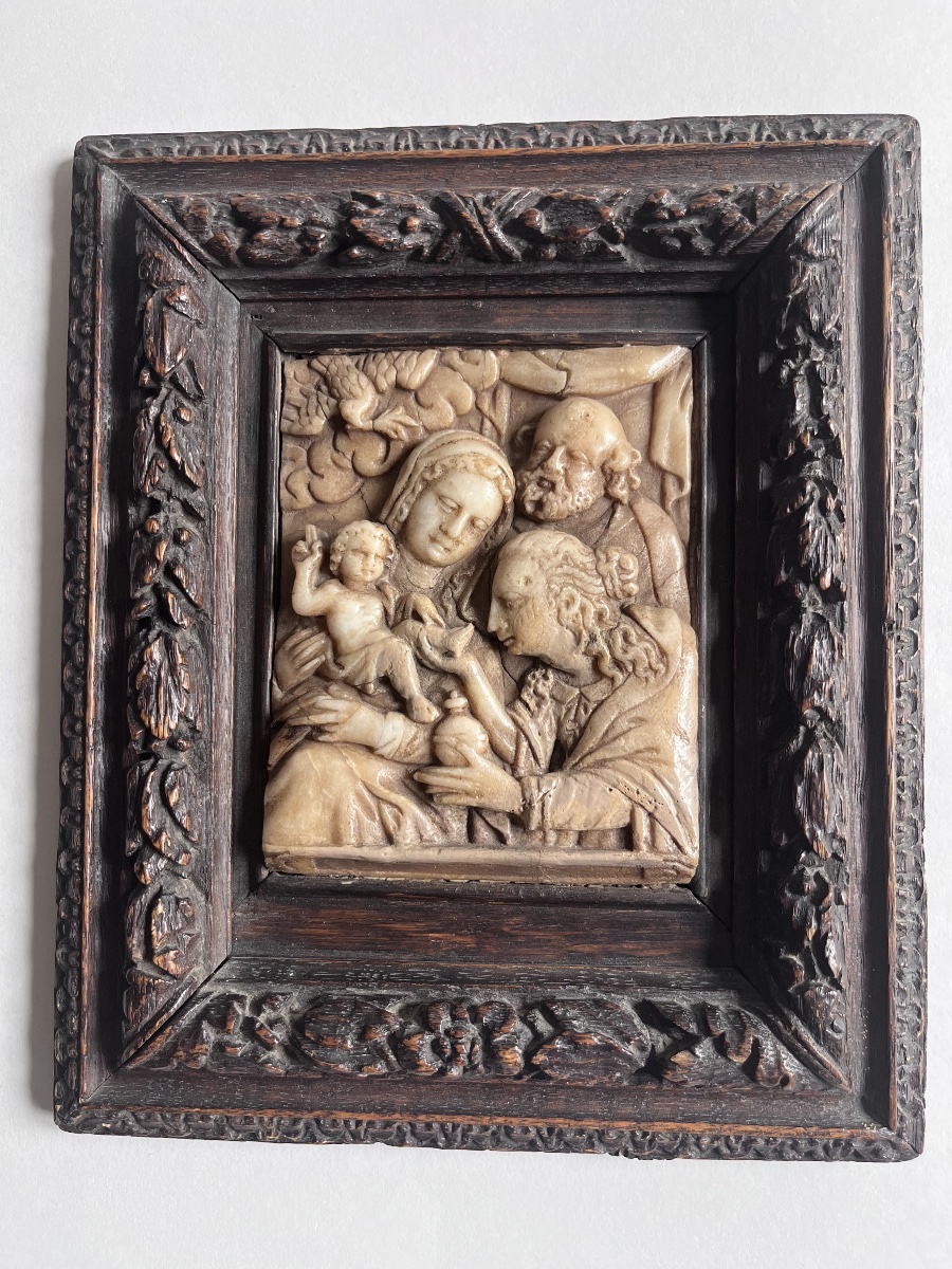 Bas Relief Sainte Famille Alabaster From Mechelen 17th Century-photo-3