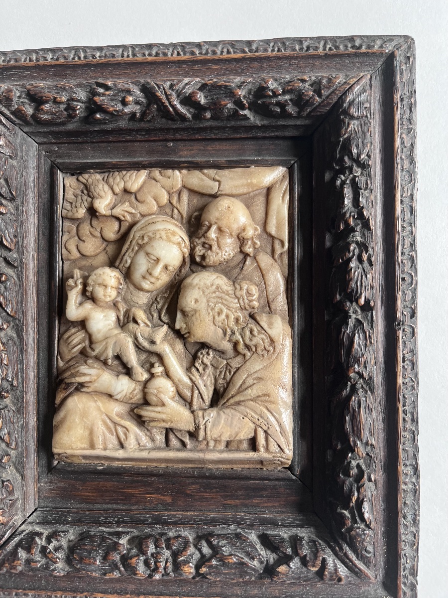 Bas Relief Sainte Famille Alabaster From Mechelen 17th Century-photo-4