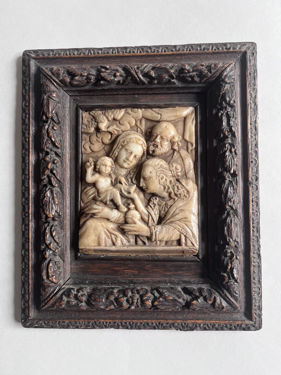 Bas Relief Sainte Famille Alabaster From Mechelen 17th Century-photo-2