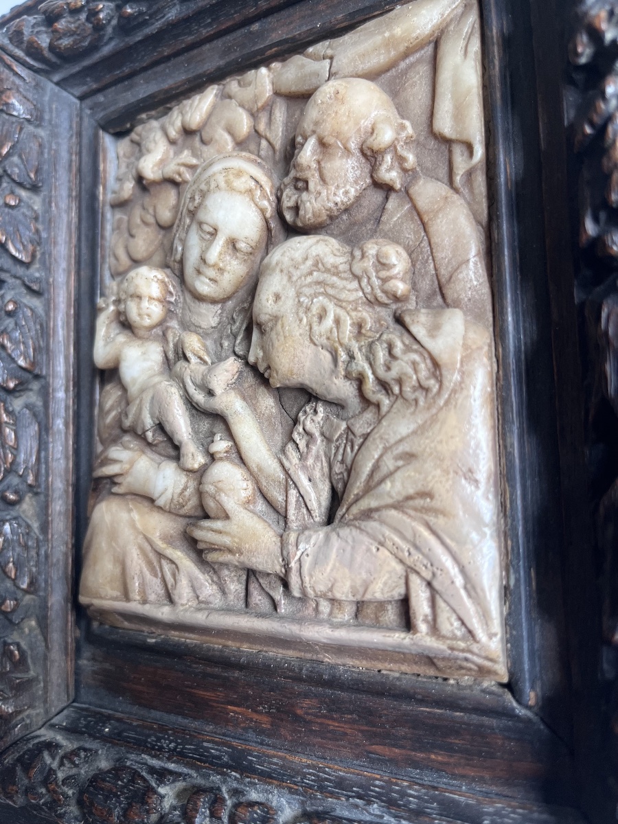 Bas Relief Sainte Famille Alabaster From Mechelen 17th Century-photo-1