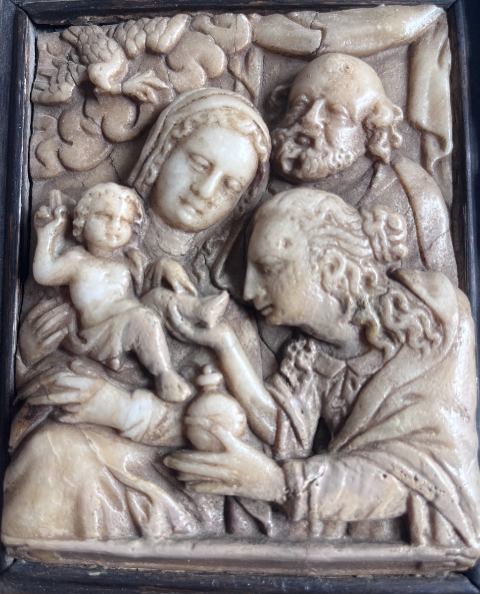 Bas Relief Sainte Famille Alabaster From Mechelen 17th Century-photo-3