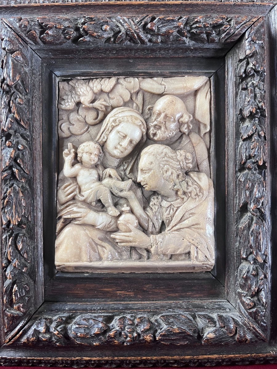 Bas Relief Sainte Famille Alabaster From Mechelen 17th Century-photo-8