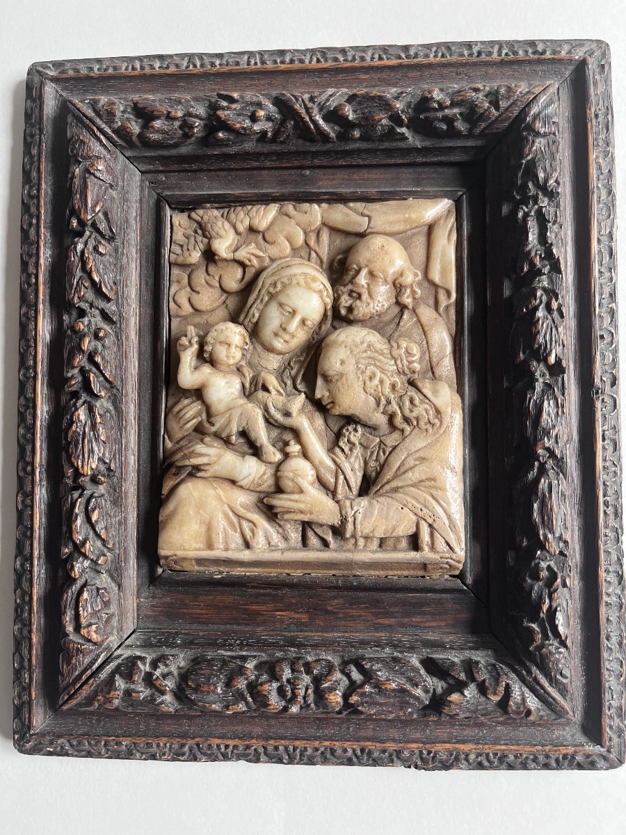 Bas Relief Sainte Famille Alabaster From Mechelen 17th Century