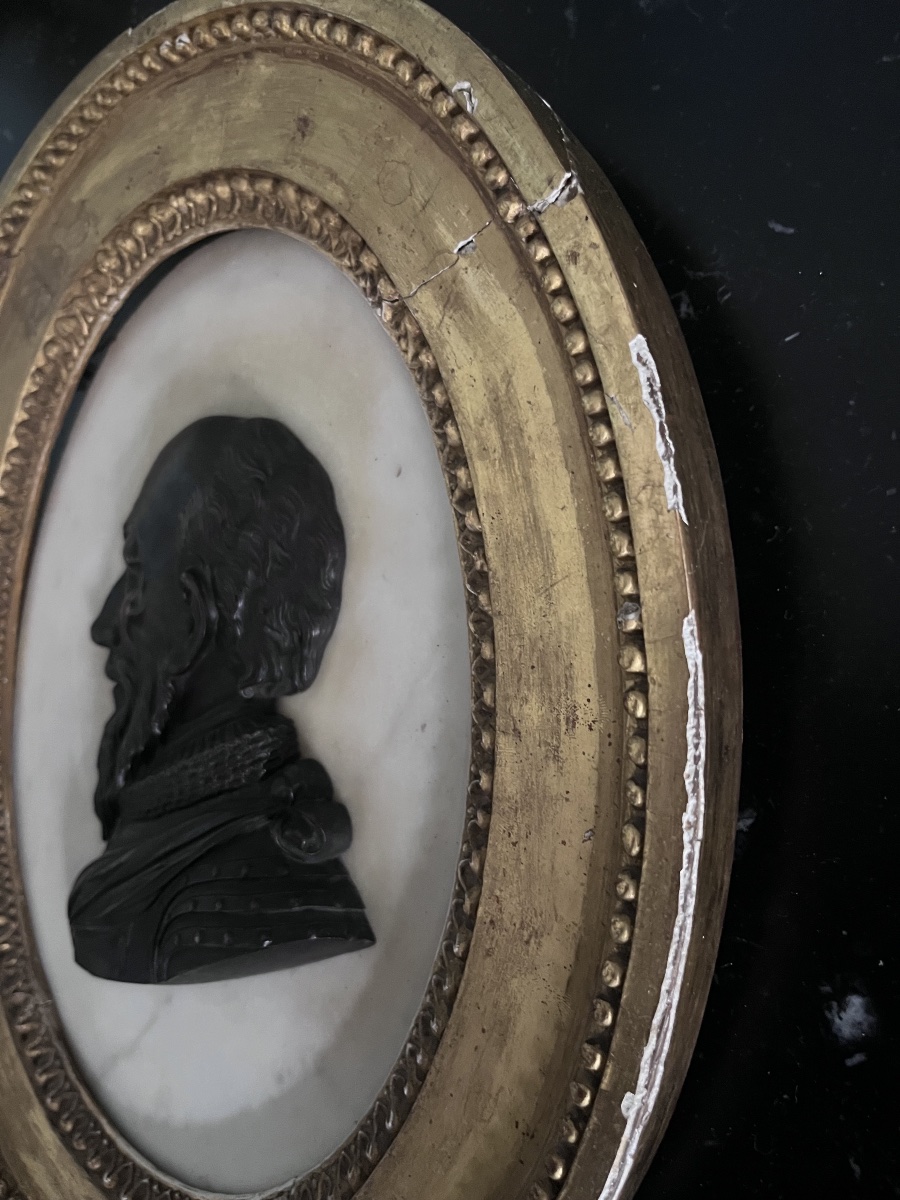 Louis XVI Period Bronze And Marble Medallion After Guillaume Dupré (1576-1643)-photo-4
