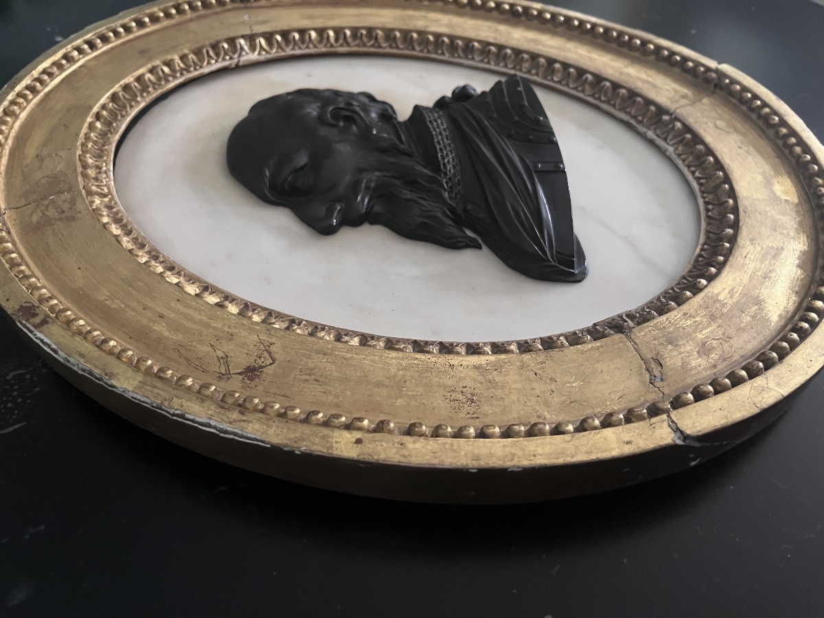 Louis XVI Period Bronze And Marble Medallion After Guillaume Dupré (1576-1643)-photo-1