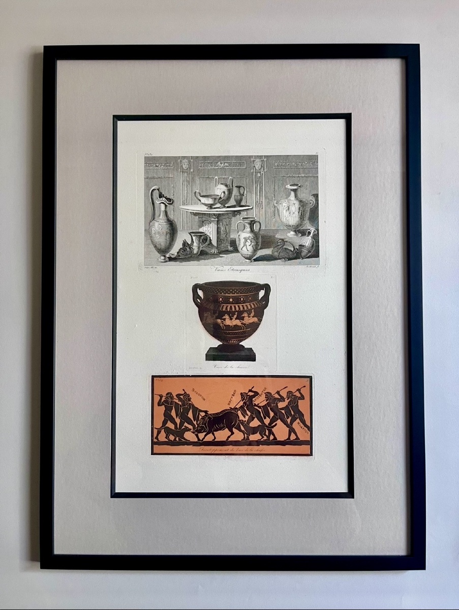 4 gravures aquatintes par Saint-Non décors de vases antiques Grand Tour XVIIIème-photo-4