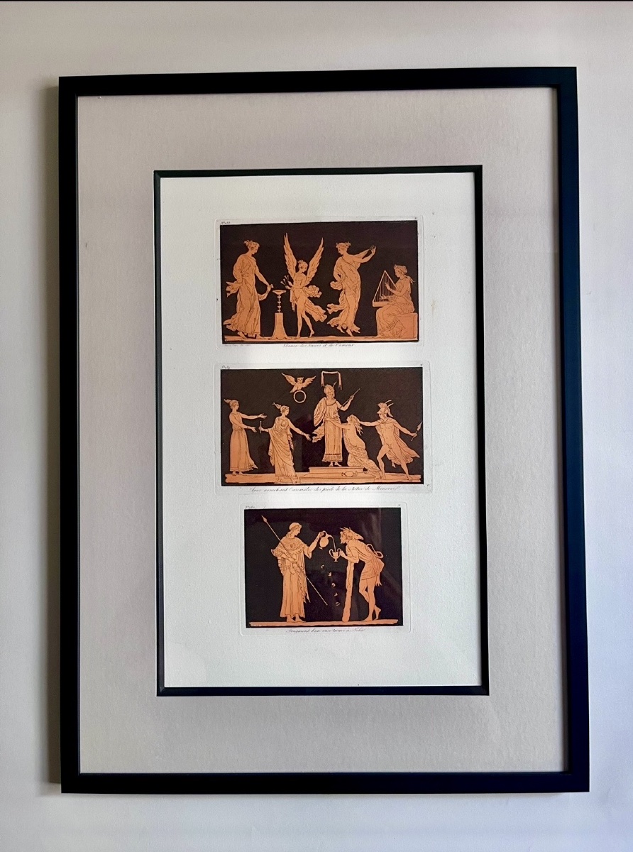 4 gravures aquatintes par Saint-Non décors de vases antiques Grand Tour XVIIIème-photo-1