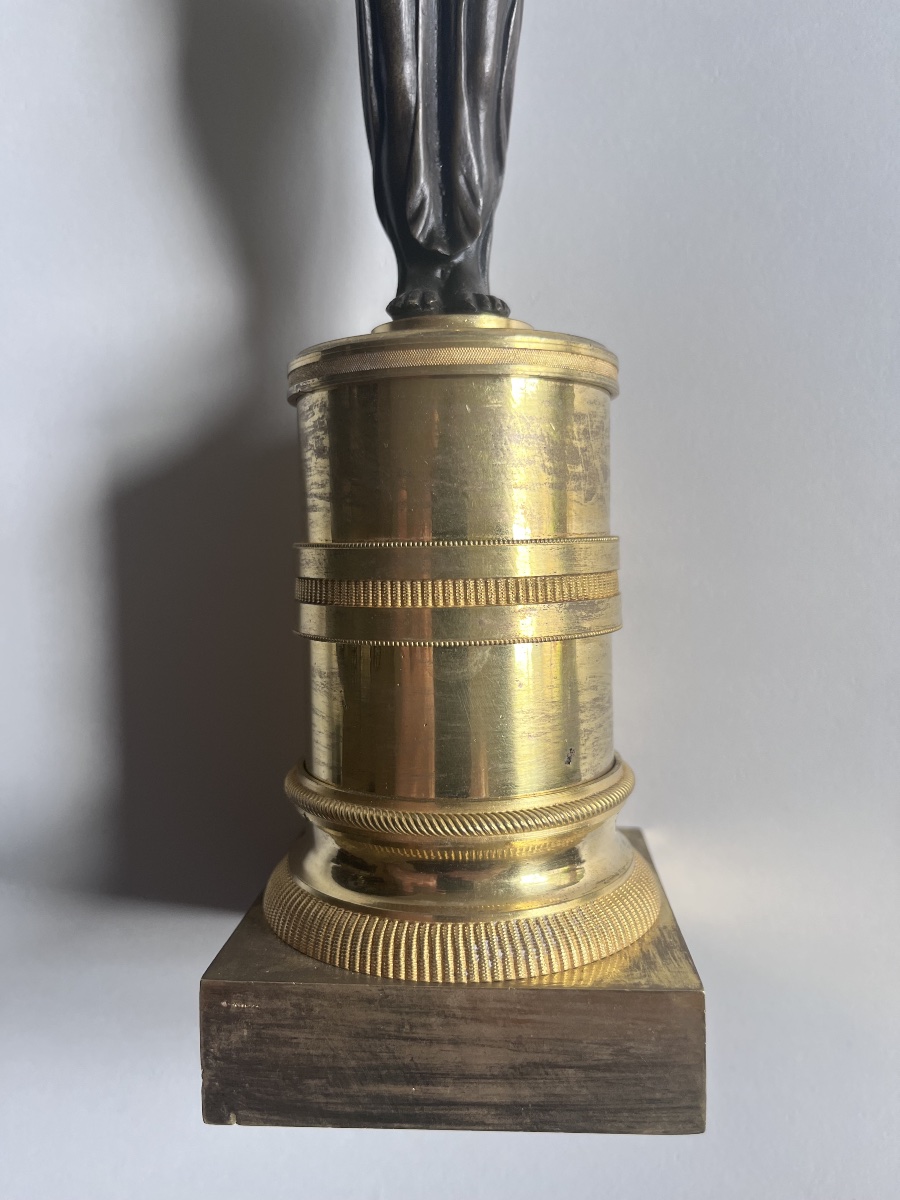 Paire de candélabres Retour d’Egypte aux cariatides en bronze époque Empire (1805-1810)-photo-3