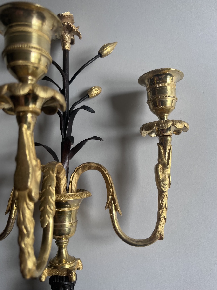 Paire de candélabres Retour d’Egypte aux cariatides en bronze époque Empire (1805-1810)-photo-4