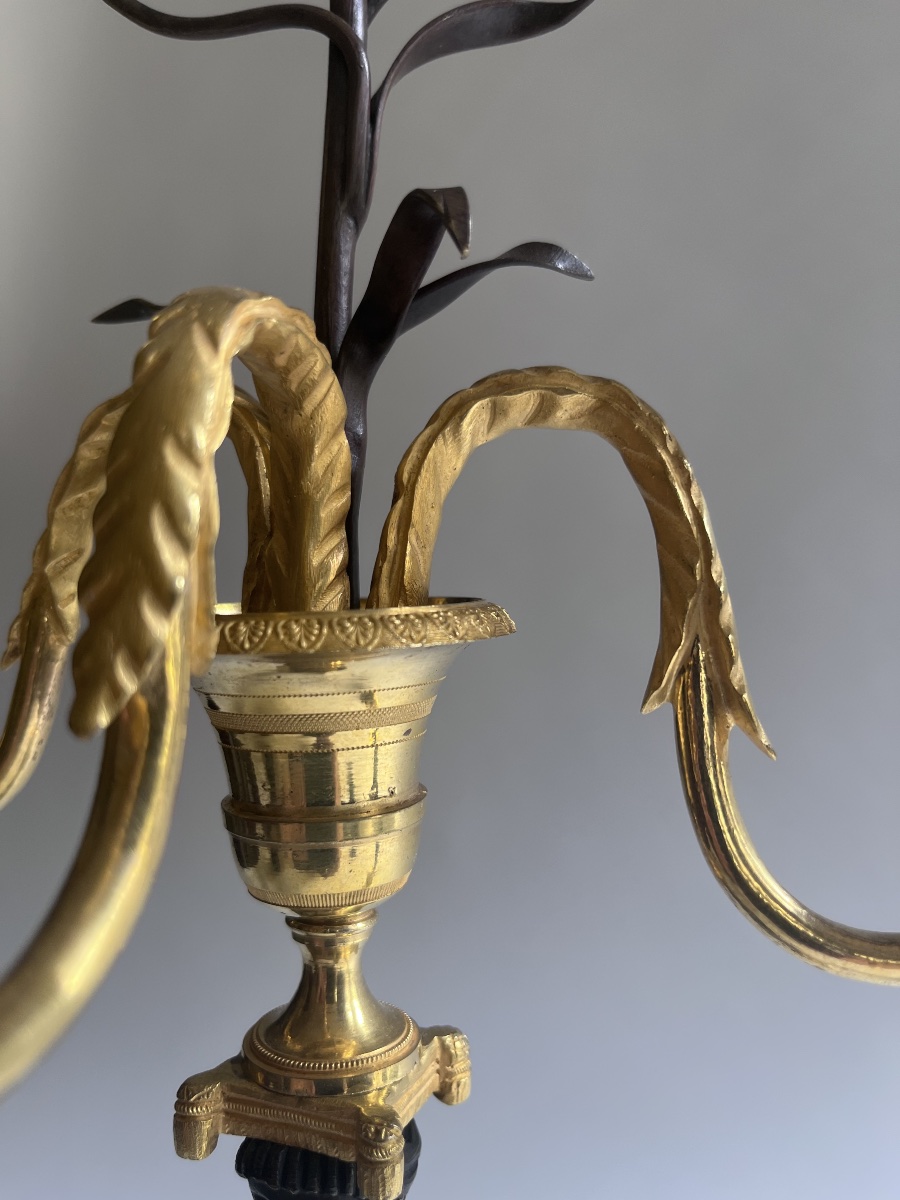 Paire de candélabres Retour d’Egypte aux cariatides en bronze époque Empire (1805-1810)-photo-4