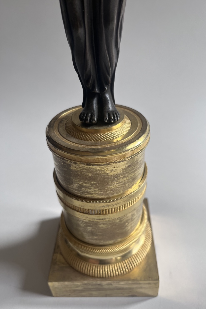 Paire de candélabres Retour d’Egypte aux cariatides en bronze époque Empire (1805-1810)-photo-6