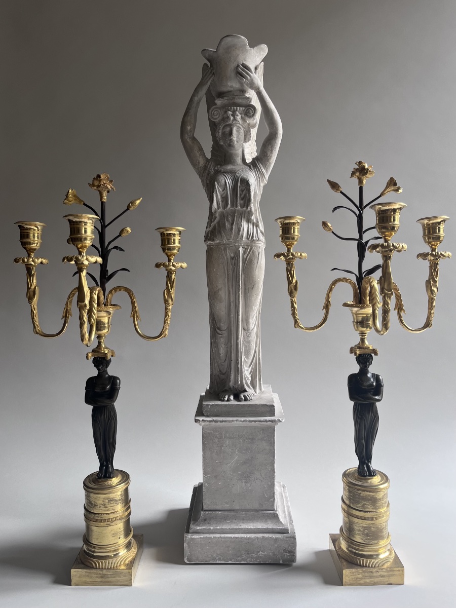 Paire de candélabres Retour d’Egypte aux cariatides en bronze époque Empire (1805-1810)-photo-8