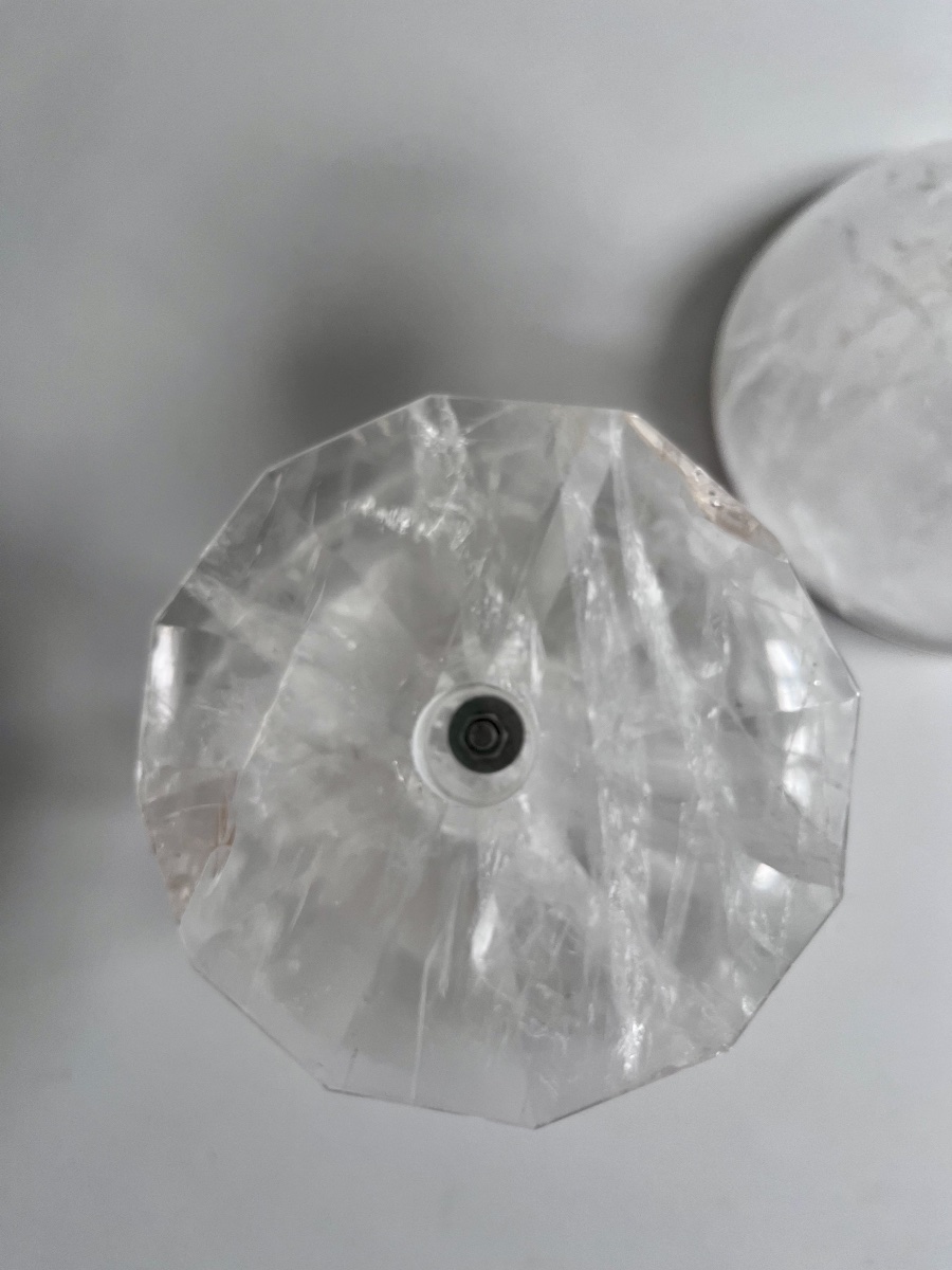 Pair Of Stemmed Glasses Made Of Cut Rock Crystal (modern Craftsmanship)-photo-3