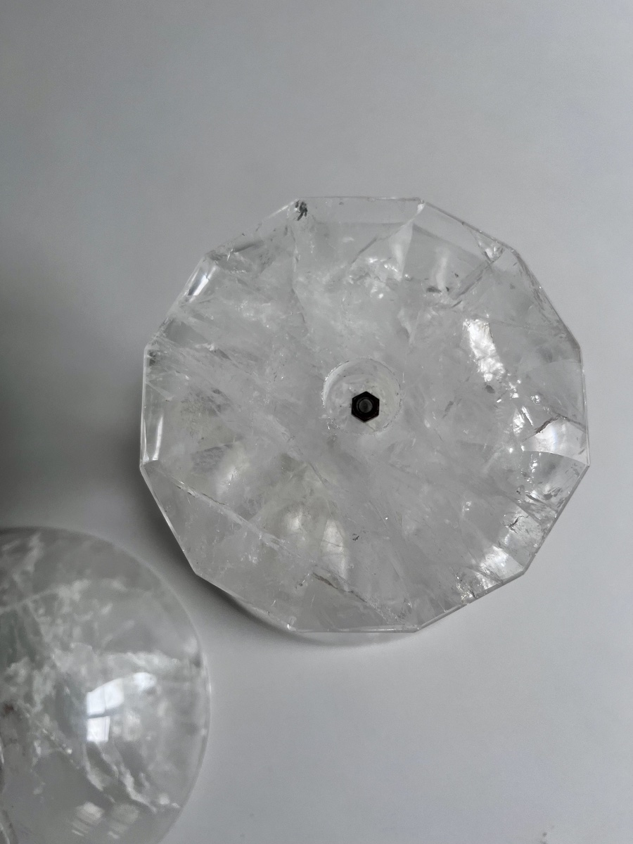 Pair Of Stemmed Glasses Made Of Cut Rock Crystal (modern Craftsmanship)-photo-4