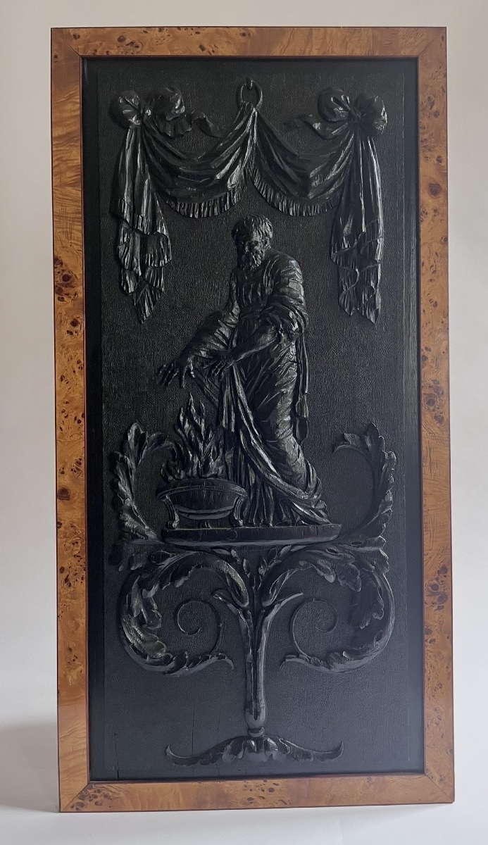 Pair Of Carved Ebony Panels Depicting Allegories Of Spring And Winter, France, 18th Century -photo-1