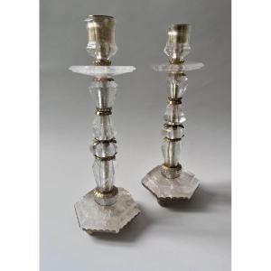 Pair Of Rock Crystal Candlesticks 