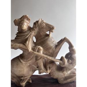 Sculpture St Georges terrassant le dragon Italie XVII ème 