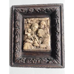 Bas Relief Sainte Famille Alabaster From Mechelen 17th Century
