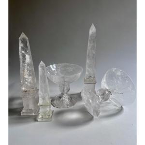 Pair Of Stemmed Glasses Made Of Cut Rock Crystal (modern Craftsmanship)