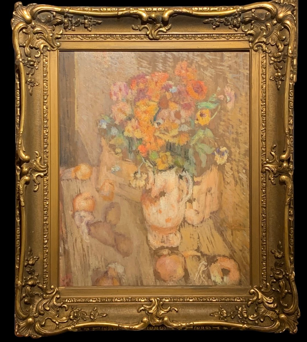 Bouquet Of Flowers At Zinias Circa 1917 