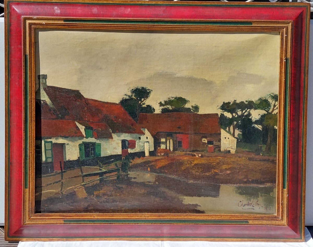 Ferme Ardennaise Aux Toits Rouges (charles Lebon 1906-1957)