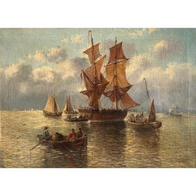 The Sailboats Circa 1920 "de Coster Julian" 1883 - 1972