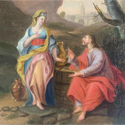 Jésus et la Samaritaine par Artiste à découvrir circa 1750