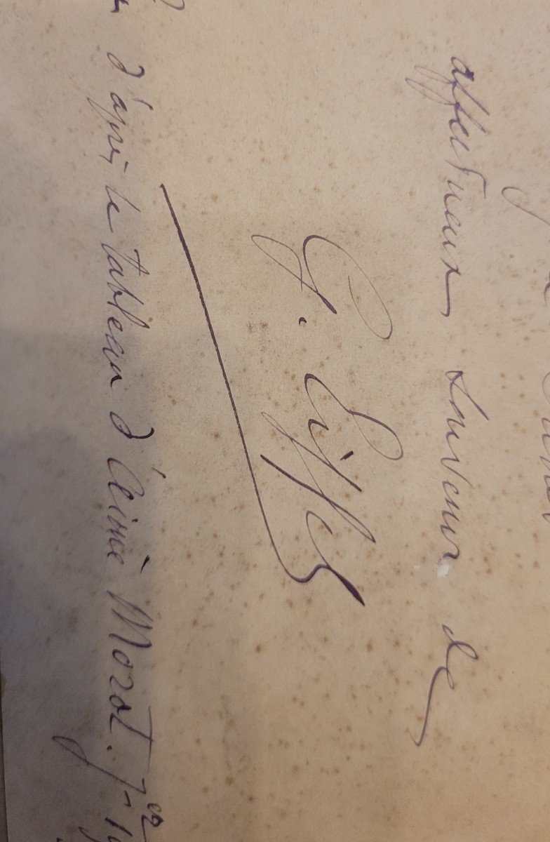 Autograph Sent By G Eiffel To Eugène Salles