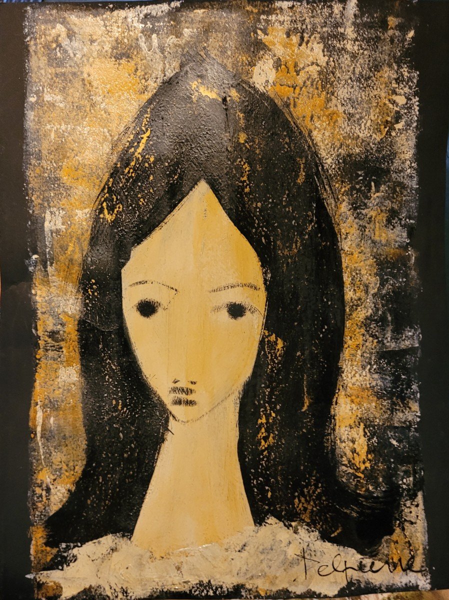 Delpierre Oil On Paper Portrait Young Girl