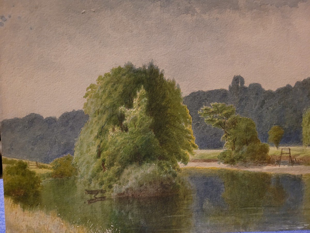 Sutton Palmer Aquarelle Paysage Peintre Anglais-photo-3