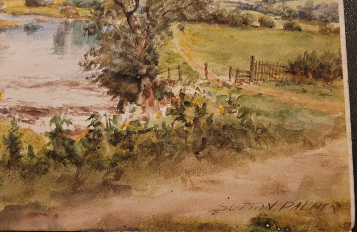 Sutton Palmer Aquarelle Paysage Peintre Anglais-photo-2