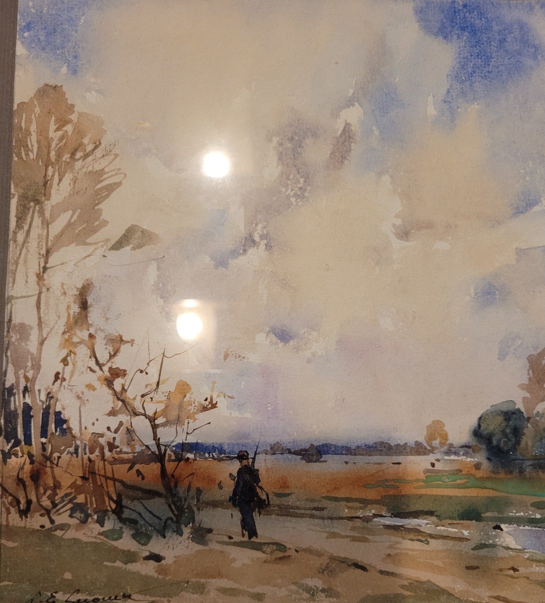 Paul émile Lecomte Aquarelle Paysage-photo-3