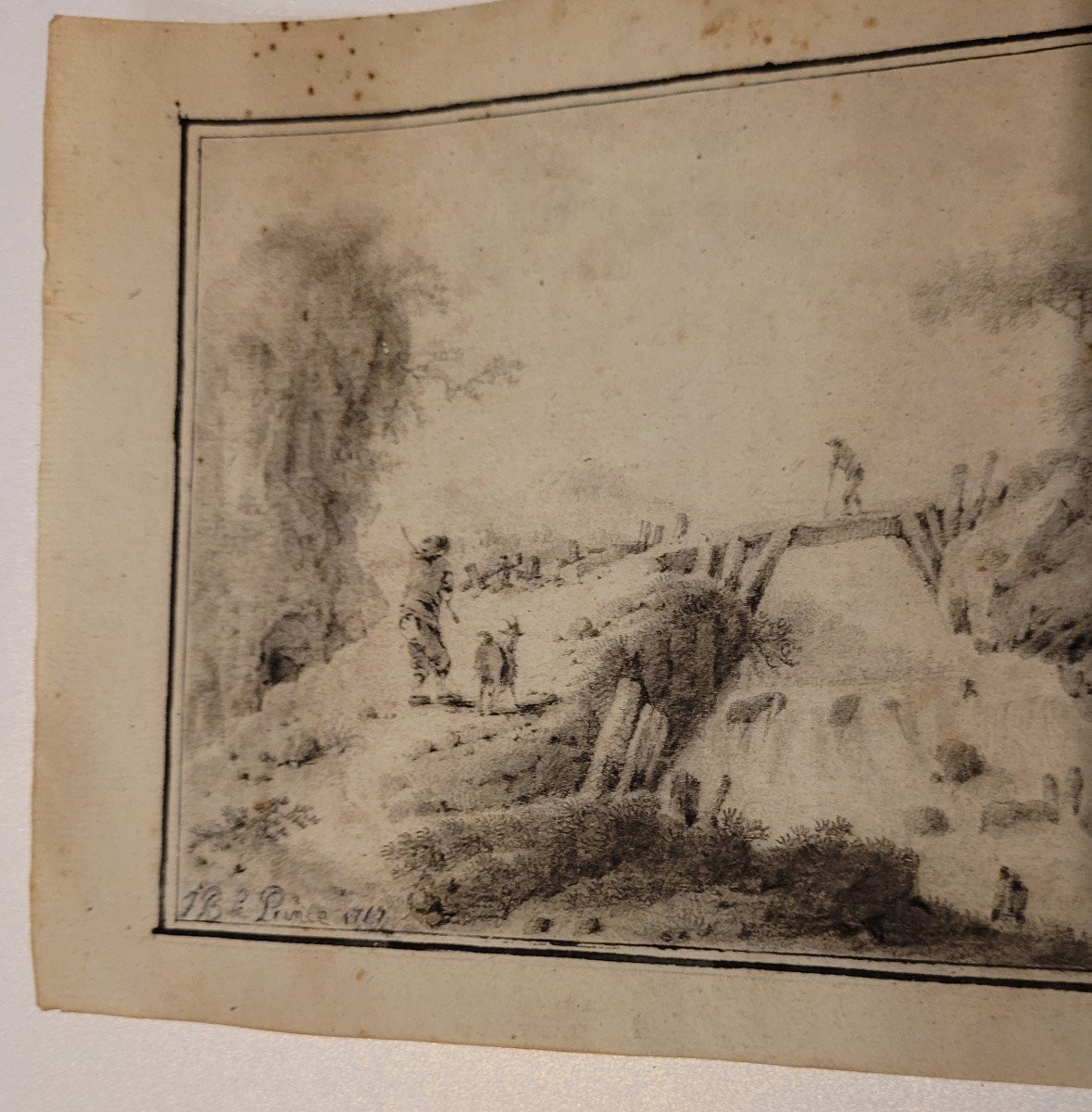 Jean Baptiste Leprince Dessin 18 Eme Pont Sur Riviere-photo-3