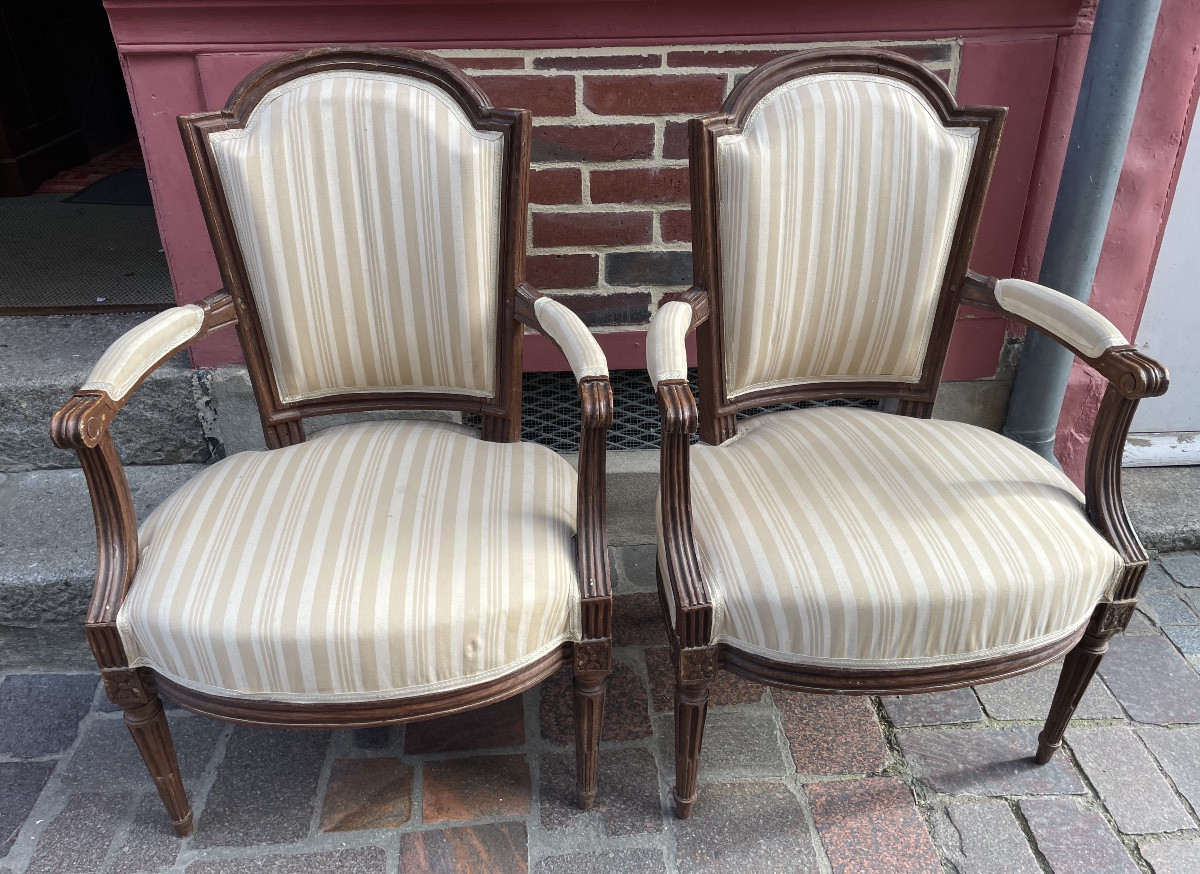 Paire De Fauteuils D’époque directoire Louis XVI avec estampille  Javoy et Tilliard