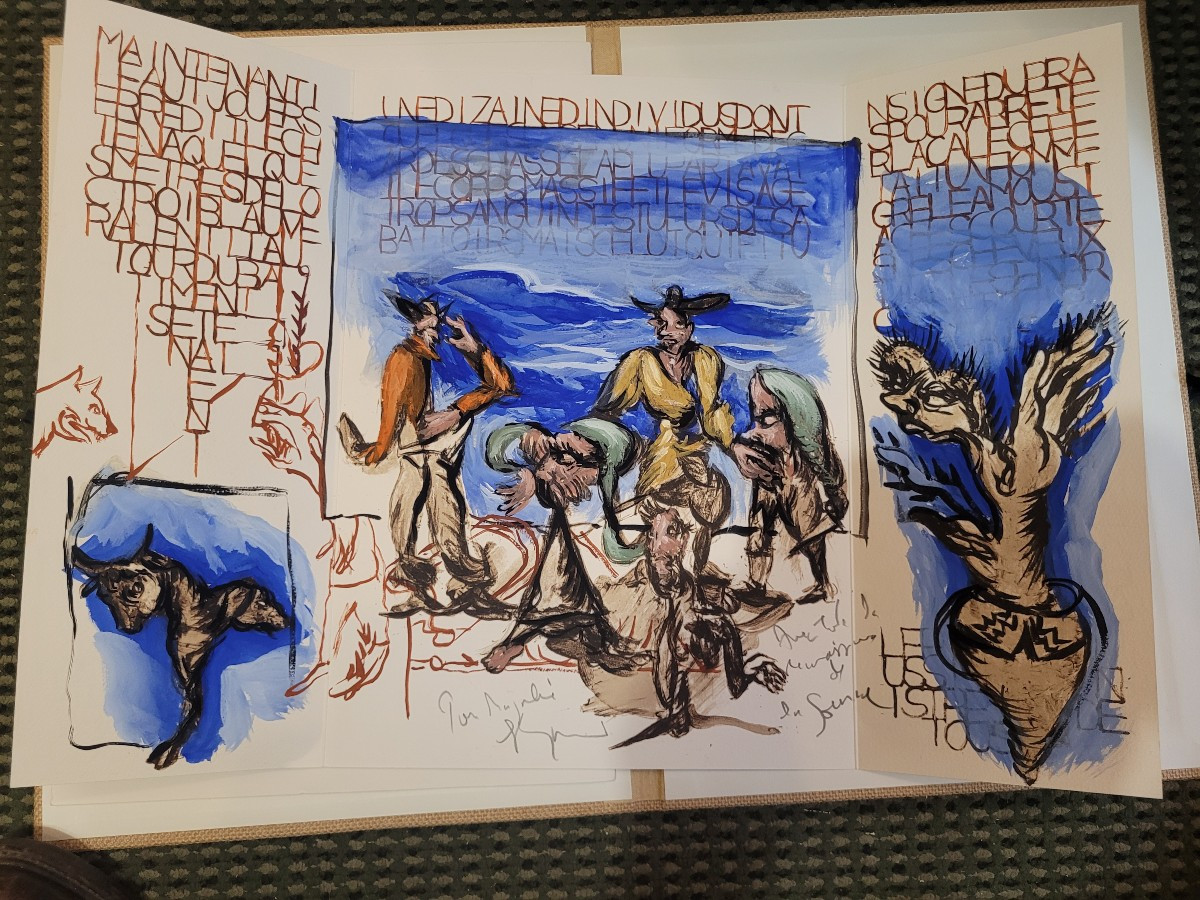 Gouache By Gérard Garrouste For Patrick Modiano