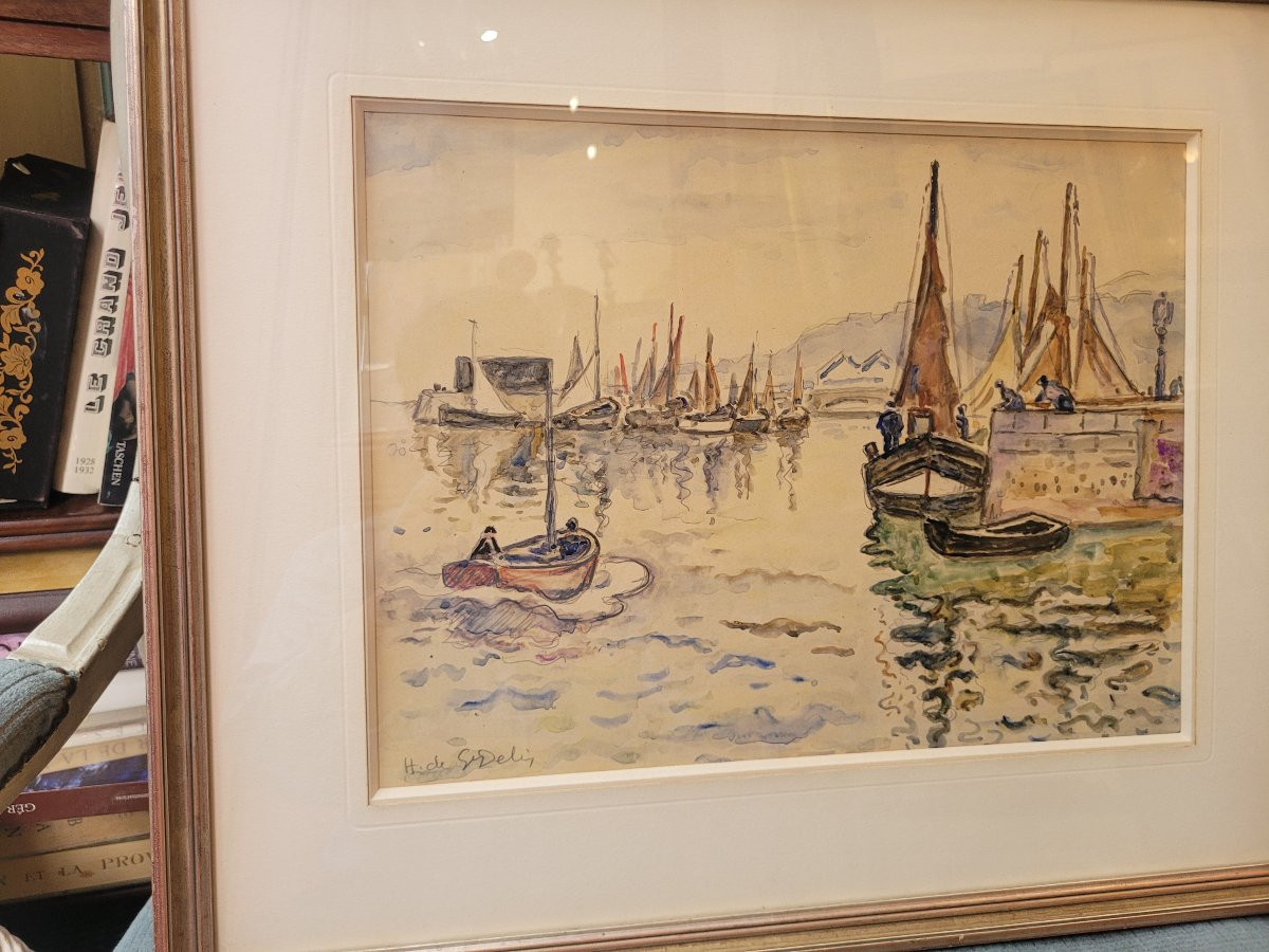 H Of Saint Delis View Of The Port Of Honfleur Watercolor-photo-4