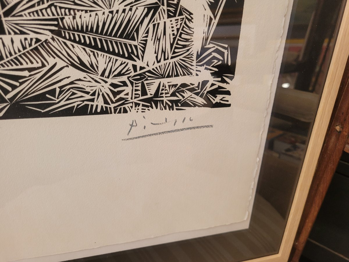 Picasso, le pigeon, linogravure avec signature  au crayon-photo-3