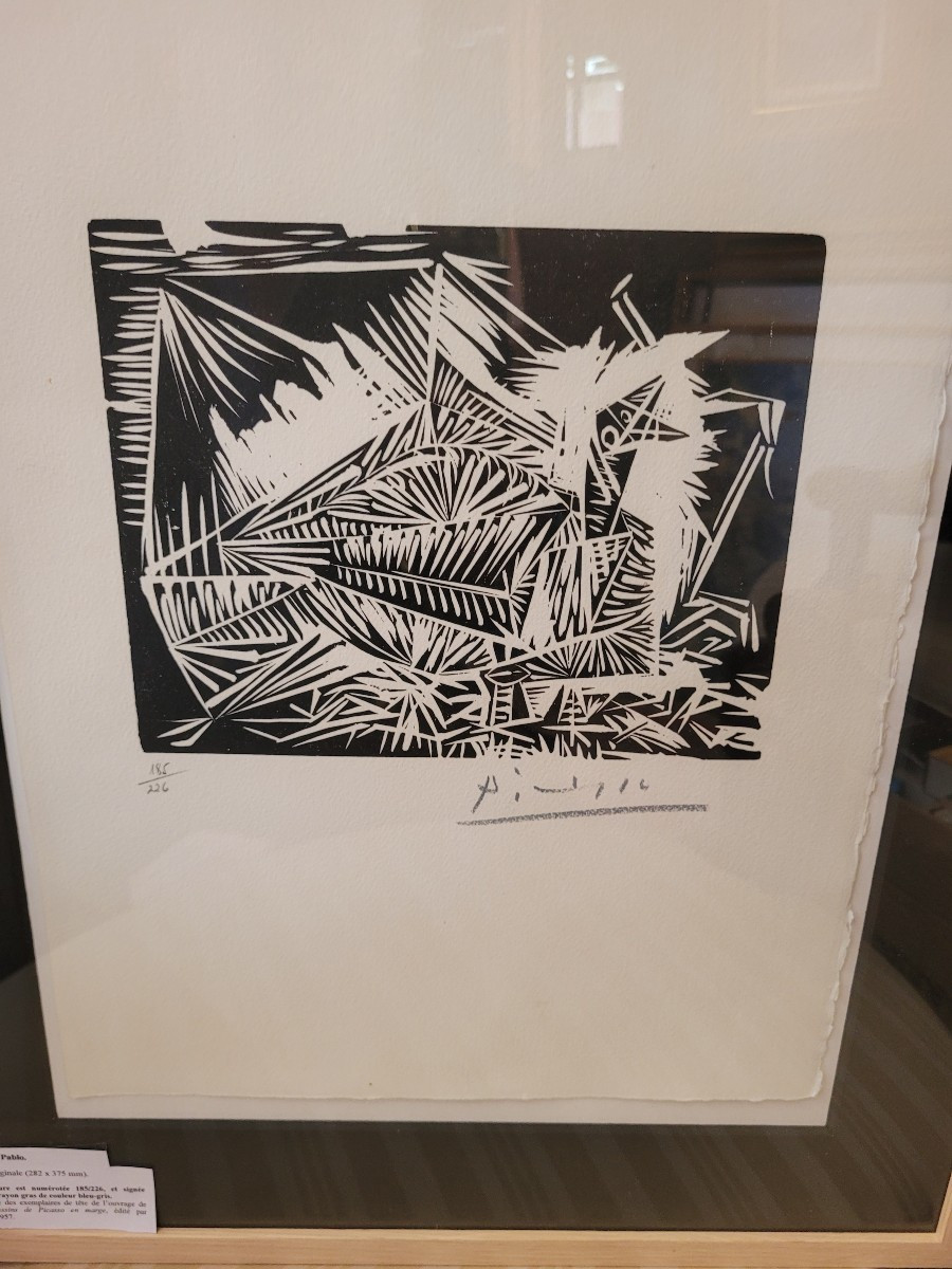 Picasso, le pigeon, linogravure avec signature  au crayon