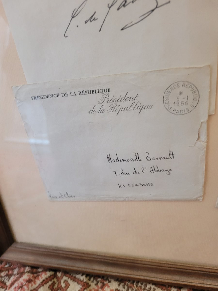 Autograph Letter From General De Gaulle, President -photo-3
